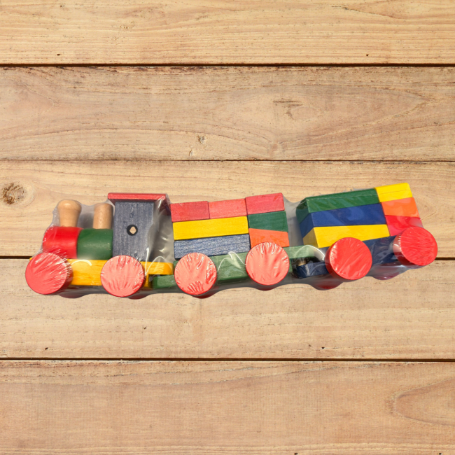 Hoverbild für Bunter Spielzug aus Holz